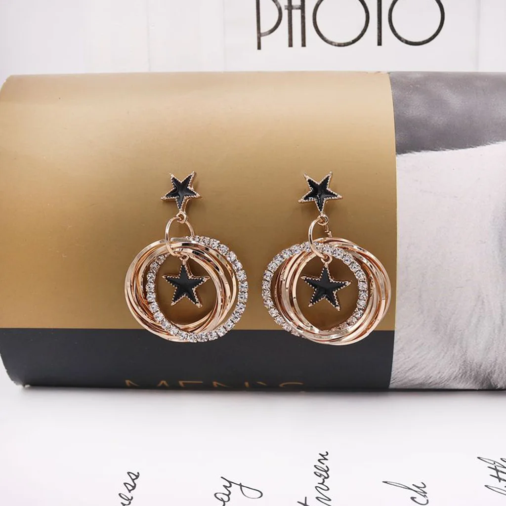 Glamour Lady Earrings Five-pointed Star Earring Multi-layer Rhinestone Inlay Ear Stud Women Jewelry Gifts Y4QB
Glamour Lady Earrings Five-pointed Star Earring Multi-layer Rhinestone Inlay Ear Stud Women Jewelry Gifts Y4QB