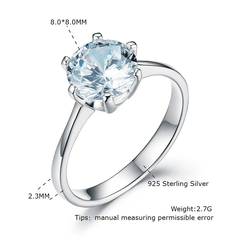 DY простой Compromiso вечность Свадебные обручальные кольца для свадьбы 8 0 MM круглые CZ