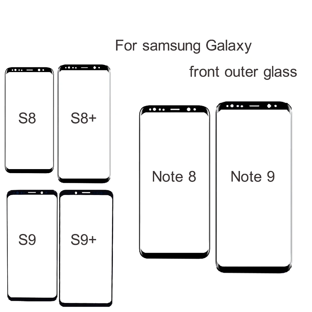 Фронтальный внешний экран стеклянный объектив черный Замена для Samsung Galaxy S9 S8 S10 s10E