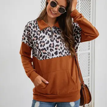 Leopard Patchwork Pullover Sweatshirt Women Fall 2019Casual Loose Turn-down Collar Long Sleeve Pocket Hoodies With Zipper Female
Leopard Patchwork Pullover Sweatshirt Women Fall 2019Casual Loose Turn-down Collar Long Sleeve Pocket Hoodies With Zipper Female