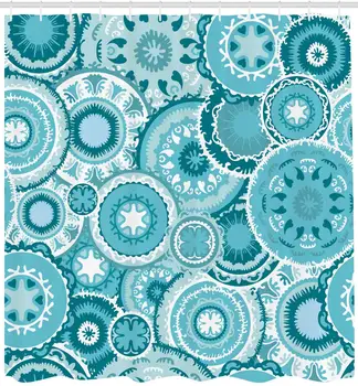 Aqua Shower Curtain Hippie Floral Leaves Mandala Rounds Traditional Elements Print Cloth Fabric Bathroom Decor Set with Hooks
Aqua Shower Curtain Hippie Floral Leaves Mandala Rounds Traditional Elements Print Cloth Fabric Bathroom Decor Set with Hooks