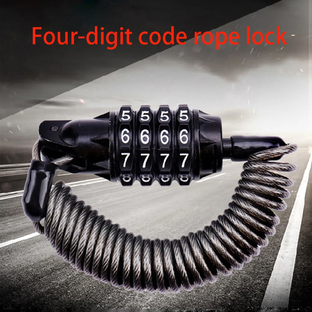 Portable bicycle lock 4 digit combination lock spring steel wire bicycle motorcycle safety lock helmet lock steel cable lock
Portable bicycle lock 4 digit combination lock spring steel wire bicycle motorcycle safety lock helmet lock steel cable lock