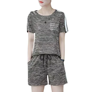 Women 2 Piece Set Summer Letter O Neck Short Sleeve T-Shirt + Side Striped Casual Shorts Women Sets Fashion Two-Piece Suit
Women 2 Piece Set Summer Letter O Neck Short Sleeve T-Shirt + Side Striped Casual Shorts Women Sets Fashion Two-Piece Suit