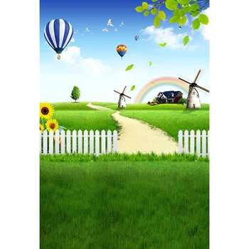 Spring Scenery Rainbow hotair balloon Backdrop Grassland Children Newborn Photo Background
Spring Scenery Rainbow hotair balloon Backdrop Grassland Children Newborn Photo Background