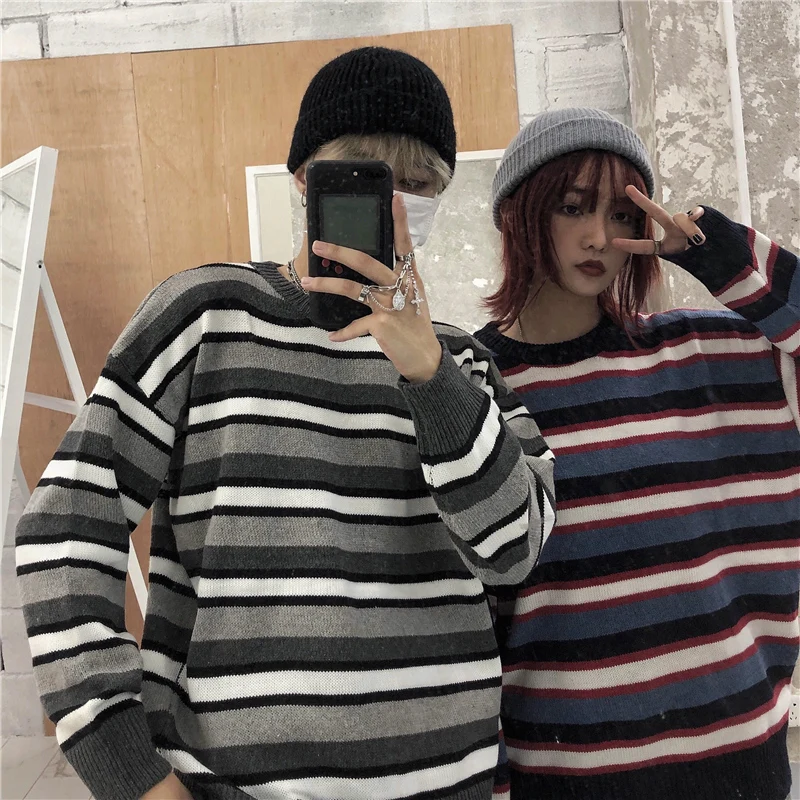 Korean Striped Sweater Men's Warmth Fashion Retro Casual Knitted Pullover Men Clothes Wild Loose Couple Knitting Sweaters S-2XL
Korean Striped Sweater Men's Warmth Fashion Retro Casual Knitted Pullover Men Clothes Wild Loose Couple Knitting Sweaters S-2XL