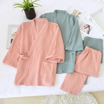 Japanese kimono spring and summer cotton crepe pajamas nightgown set plus size couple men's sauna clothes yukata women robe sets
Japanese kimono spring and summer cotton crepe pajamas nightgown set plus size couple men's sauna clothes yukata women robe sets