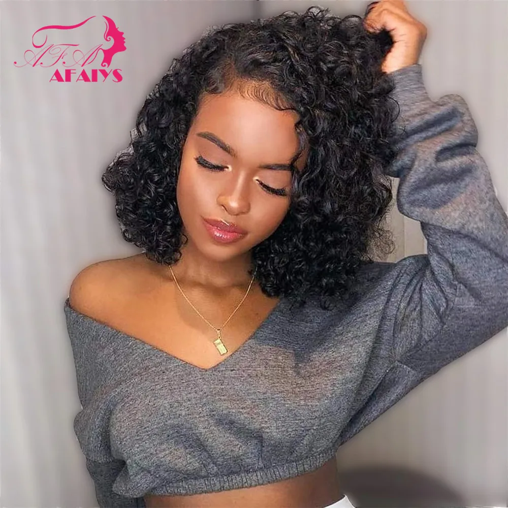AFAIYS Deep Curly Short Lace Wigs 13X4 Lace Front Human Hair Wig Pre Plucked With Baby Hair Brazilian Remy Hair Curly Bob Wigs
AFAIYS Deep Curly Short Lace Wigs 13X4 Lace Front Human Hair Wig Pre Plucked With Baby Hair Brazilian Remy Hair Curly Bob Wigs