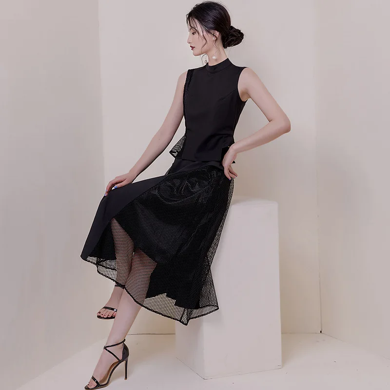 WOMEN'S Suit 2019 Summer Wear New Products Ol Gauze Joint Elegant Half-Turtle-Neck Vest Slimming Medium-length Dress Two-Piece S
WOMEN'S Suit 2019 Summer Wear New Products Ol Gauze Joint Elegant Half-Turtle-Neck Vest Slimming Medium-length Dress Two-Piece S