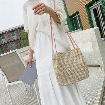 Summer 2020 New Style Casual Weaving Shoulder Straw Bags INS Summer New Style Versatile Bucket Bag Handbag 
Summer 2020 New Style Casual Weaving Shoulder Straw Bags INS Summer New Style Versatile Bucket Bag Handbag