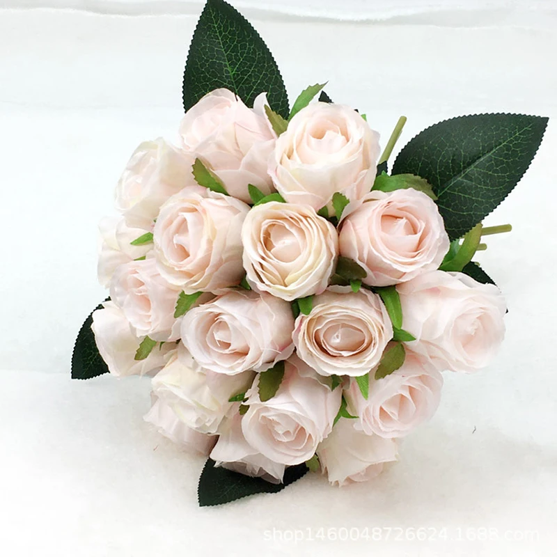 

18pcs/Lot Artificial Flowers Rose Wedding Bridal Bouquet Silk Rose Flower For Home Party Christmas Decoration Fake Plant