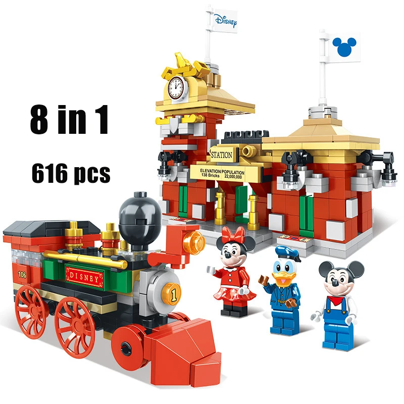new Disney 616PCS Small Building Blocks Toys Train Station Mickey Minnie Duck model blocks for girls boy toy gift 3037
new Disney 616PCS Small Building Blocks Toys Train Station Mickey Minnie Duck model blocks for girls boy toy gift 3037