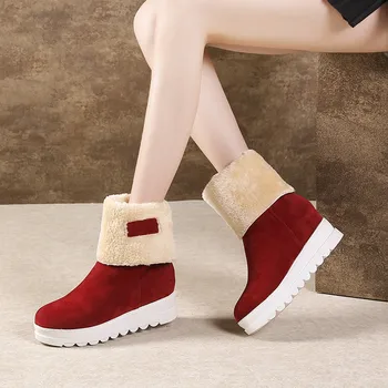 2018 Womens Ankle Boots Platform Warm Wede Heels Shoes Red Black Foldin Plush Ladies Winter Snow Boots Plus Size 43 
2018 Womens Ankle Boots Platform Warm Wede Heels Shoes Red Black Foldin Plush Ladies Winter Snow Boots Plus Size 43