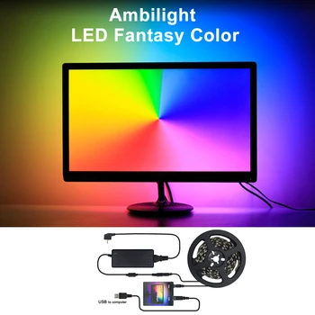 5V WS2812B USB LED Strip light 5050 RGB Dream Color Kit for HDTV Desktop PC Screen Background lighting 1M 2M 3M 4M 5M
5V WS2812B USB LED Strip light 5050 RGB Dream Color Kit for HDTV Desktop PC Screen Background lighting 1M 2M 3M 4M 5M