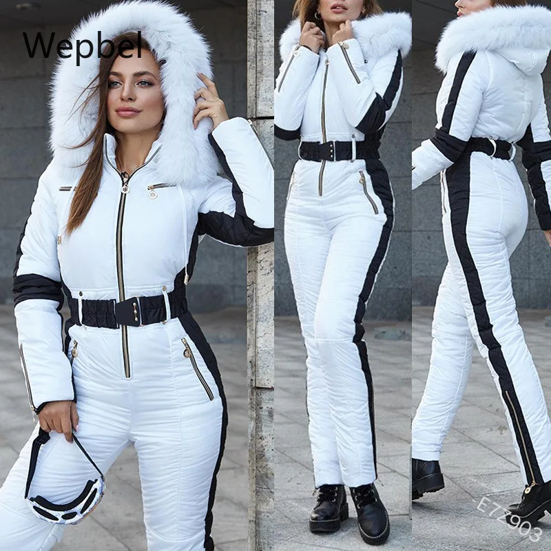 WEPBEL Hooded with Fur Collar Women Jumpsuits Lace-up Waist Jumpsuit Wadded Jackets Solid Color Plus Size Parkas Padded Outwear
WEPBEL Hooded with Fur Collar Women Jumpsuits Lace-up Waist Jumpsuit Wadded Jackets Solid Color Plus Size Parkas Padded Outwear