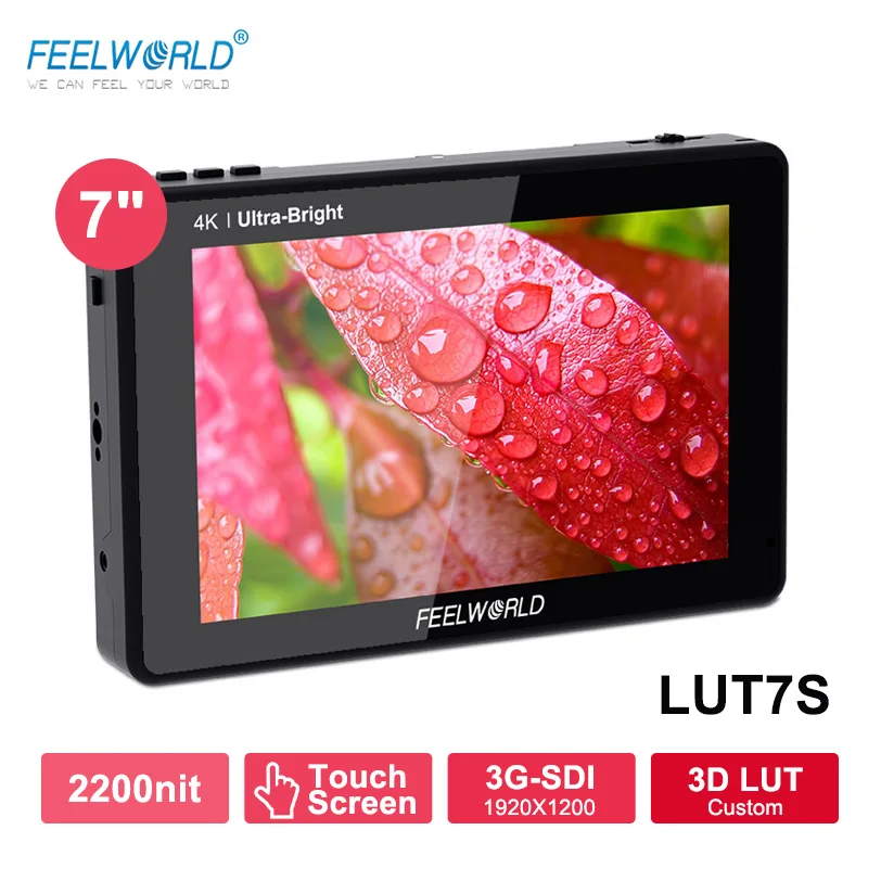 FEELWORLD LUT7S 7 дюймов 3G-SDI 4K HDMI 2200 нит 3D LUT сенсорный Экран DSLR Камера поле для контроля