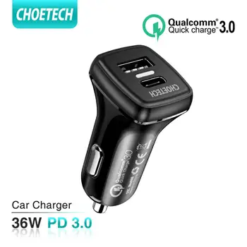 CHOETECH 36W Car Charger with Type C PD Fast Charger For iPhone 11 Pro Quick Charge 4.0 3.0 SCP AFC For nokia Xiaomi samsung
CHOETECH 36W Car Charger with Type C PD Fast Charger For iPhone 11 Pro Quick Charge 4.0 3.0 SCP AFC For nokia Xiaomi samsung