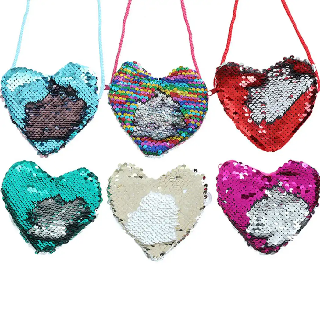 coins wallet heart mermaid sequins money bags cartoon change