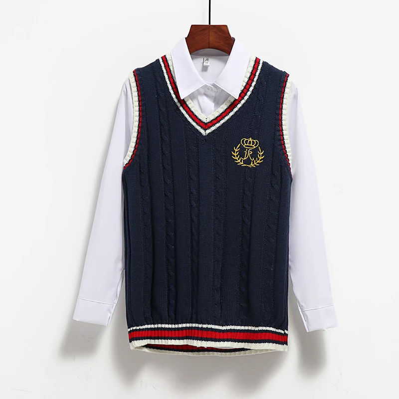 Вязаный свитер JK для женщин на весну и осень, жилет, пуловер с V-образным вырезом, джемпер без рукавов, верхняя одежда, осень-зима, женская одежда в студенческом стиле
Вязаный свитер JK для женщин на весну и осень, жилет, пуловер с V-образным вырезом, джемпер без рукавов, верхняя одежда, осень-зима, женская одежда в студенческом стиле