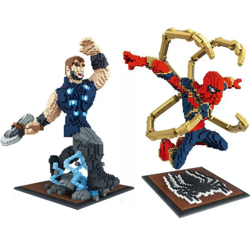 Marvel Avengers Fly SpiderMan Armor Iron-man Super Hero Peter Parker New Weapon Ax Thor Diamond Building Blocks Brick Toys
Marvel Avengers Fly SpiderMan Armor Iron-man Super Hero Peter Parker New Weapon Ax Thor Diamond Building Blocks Brick Toys