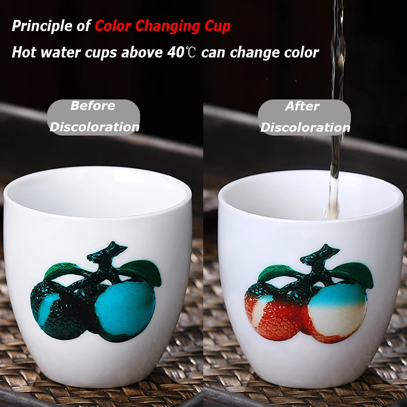 Generic Creative Japanese Magic Sakura Teacup Hot Cold Temperature ...