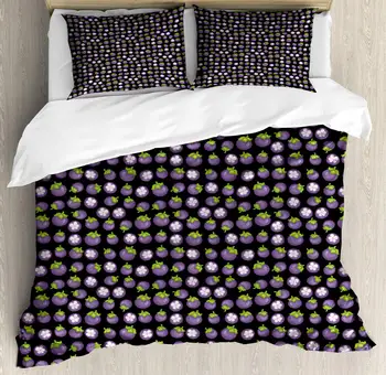 Vegetable Duvet Cover Set Cartoonish Eggplants with Flowers 3 Piece Bedding Set Dark Indigo Fern Green Pale Mauve Charcoal Grey
Vegetable Duvet Cover Set Cartoonish Eggplants with Flowers 3 Piece Bedding Set Dark Indigo Fern Green Pale Mauve Charcoal Grey