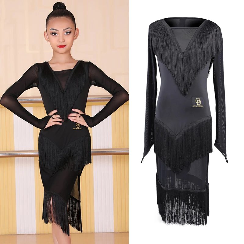 2019 Kids Latin Dance Dress Girls Balck Dancing Long Sleeve Fringe Dress Rumba Performance Girls ChaCha Competition Dress BL2530
2019 Kids Latin Dance Dress Girls Balck Dancing Long Sleeve Fringe Dress Rumba Performance Girls ChaCha Competition Dress BL2530