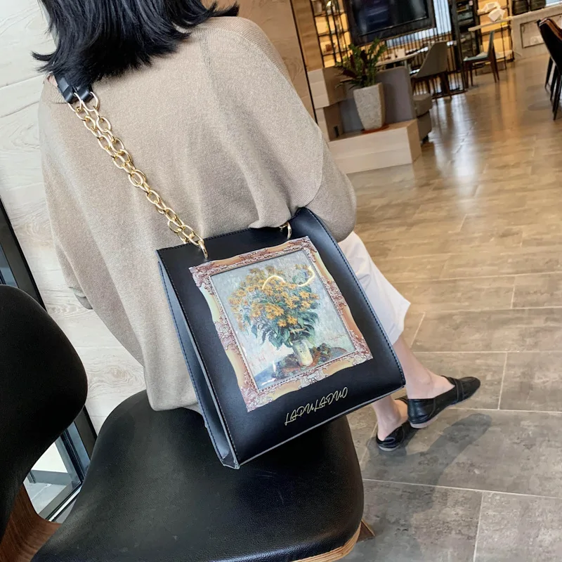 Preto design de quadro de óleo de couro do plutônio crossbody saco para as mulheres mensageiro saco das senhoras bolsas e bolsas 
Preto design de quadro de óleo de couro do plutônio crossbody saco para as mulheres mensageiro saco das senhoras bolsas e bolsas