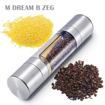 2 in 1 Manual Pepper Mill Stainless Steel Double Head Household Portable Solid Salt Grinder
2 in 1 Manual Pepper Mill Stainless Steel Double Head Household Portable Solid Salt Grinder
