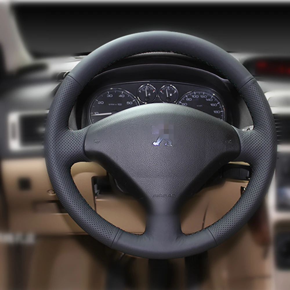 Leather Hand Sewing car styling Steering Wheel Cover Accessories for Peugeot 307 307sw 2001 2002 2003 2004 2008 2006 2005 2007 | Автомобили