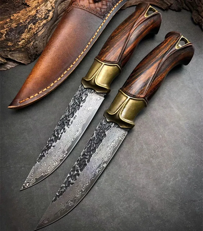 Фото VG10 Damascus Steel Fixed Blade Desert Ironwood Knife Tactical Utility Outdoor Straight Hunting Camping Knives EDC Tools | Инструменты
