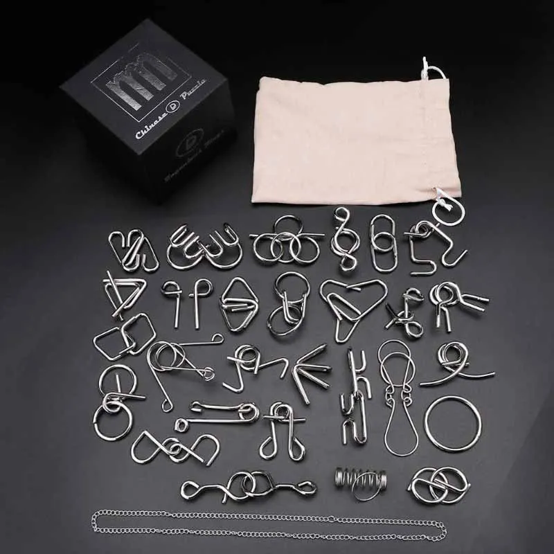 28pcs Metal Wire Puzzle Set Brain Teaser IQ Test Game Unlock Interlock Game Fidget Toy Kids Adults Challenge Gift
28pcs Metal Wire Puzzle Set Brain Teaser IQ Test Game Unlock Interlock Game Fidget Toy Kids Adults Challenge Gift