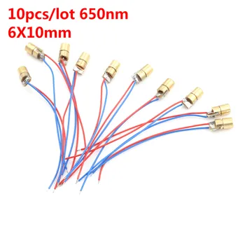 

10pcs/lot Laser Diodes 2-5mW 650 Nm Diodo Mini 650nm 5mW 5V Red Laser Dot Diode Module Head 6 X 10 Mm