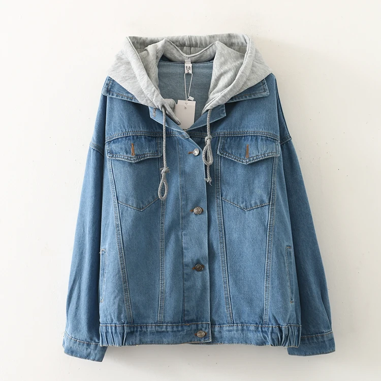 Faux two pieces denim casual loose hooded denim coat mori girl
Faux two pieces denim casual loose hooded denim coat mori girl
