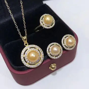 D529 Pearl Set Fine Jewelry 925 Sterling Silver Round 7-8mm Nature Fresh Water Golden Pearls Jewelry Sets for Women Presents
D529 Pearl Set Fine Jewelry 925 Sterling Silver Round 7-8mm Nature Fresh Water Golden Pearls Jewelry Sets for Women Presents