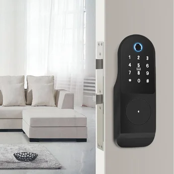 Tuya Fingerprint Door Lock digital Pin safe lock rim lock with Waterproof RFID Card Reader for Apartment Office Warehouse
Tuya Fingerprint Door Lock digital Pin safe lock rim lock with Waterproof RFID Card Reader for Apartment Office Warehouse
