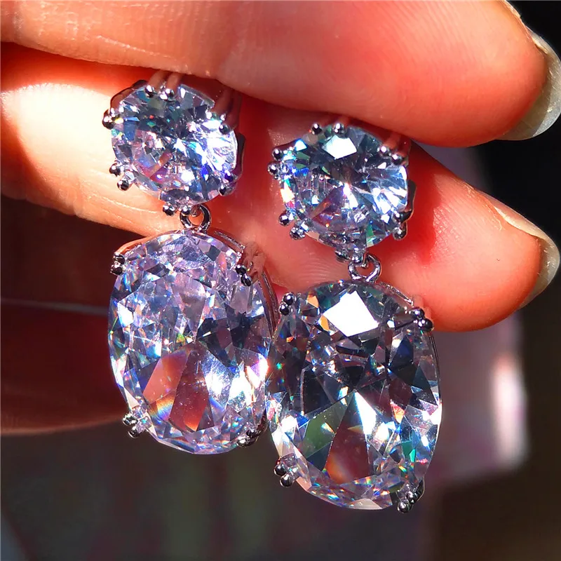 Luxury Female Simulated Diamond Stud Earrings Vintage 925 Sterling Silver Wedding Jewelry Big White Oval Earrings For Women
Luxury Female Simulated Diamond Stud Earrings Vintage 925 Sterling Silver Wedding Jewelry Big White Oval Earrings For Women