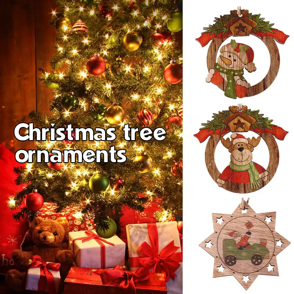 christmas tree santa claus elk snowman wood festival xmas decor