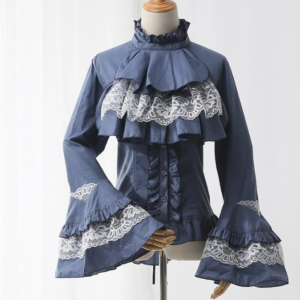 Womens Gothic Renaissance Blouse Long Sleeve Retro Victorian Steampunk Costume Frill Ruffle Party Top Back Lace-Up Corset Shirts 
Womens Gothic Renaissance Blouse Long Sleeve Retro Victorian Steampunk Costume Frill Ruffle Party Top Back Lace-Up Corset Shirts