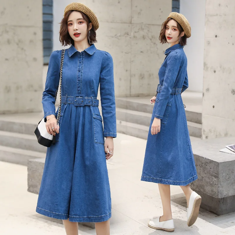 Autumn Denim Dress Women Full Sleeve Vintage A-line Dresses Female Retro Jeans Dress Lady Casual Slim Fit Long Dress Robe Femme
Autumn Denim Dress Women Full Sleeve Vintage A-line Dresses Female Retro Jeans Dress Lady Casual Slim Fit Long Dress Robe Femme