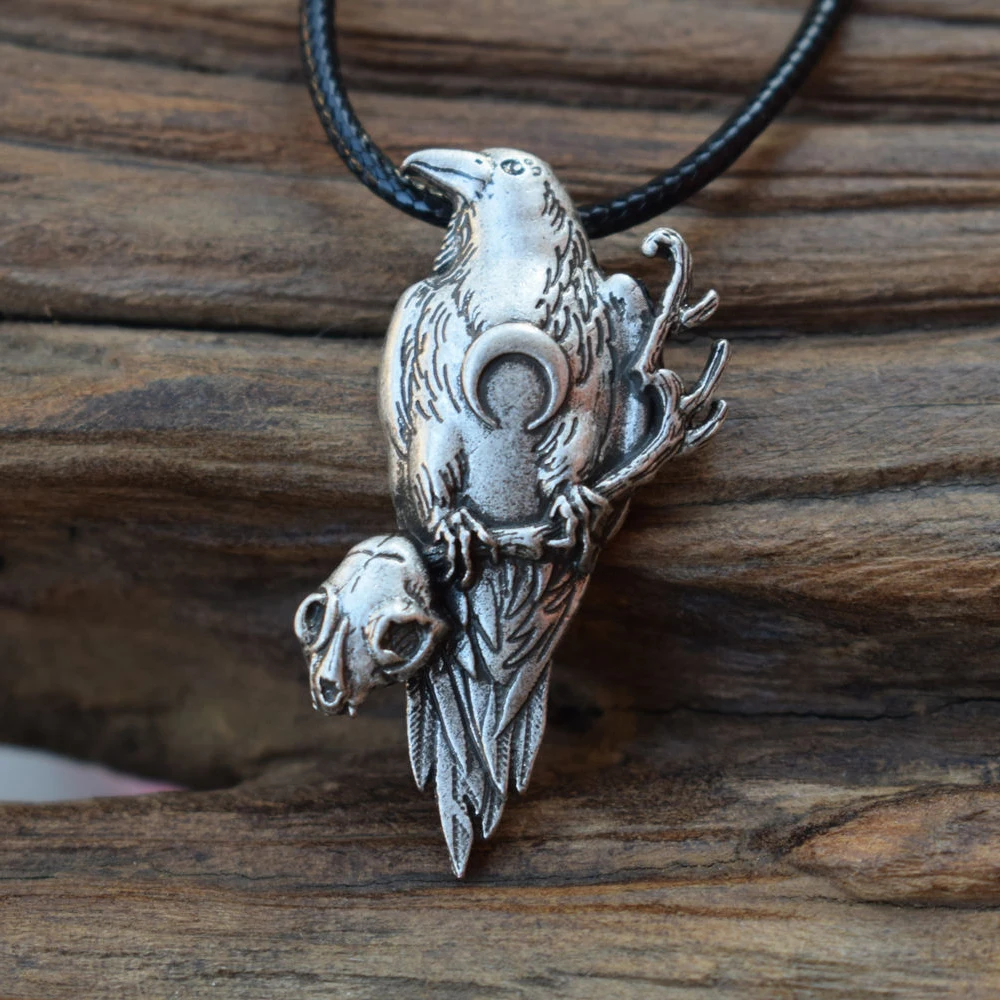 1 шт норвежский викинг celtics skull кулон с вороном necklace ювелирное украшения амулет в