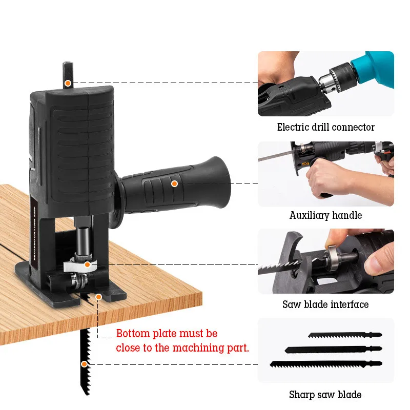 Electric Drill Modified To Electric Saws Reciprocating Saw Adapter Accessory Electric Saws Drill to Jig Saws Portable Wood Tool
Electric Drill Modified To Electric Saws Reciprocating Saw Adapter Accessory Electric Saws Drill to Jig Saws Portable Wood Tool