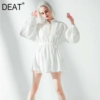 DEAT 2020 New Spring Summer Stand Collar Long Lantern Sleeve White Loose Buckle Big Size Bandage Shirt Dress Women Fashion JO370
DEAT 2020 New Spring Summer Stand Collar Long Lantern Sleeve White Loose Buckle Big Size Bandage Shirt Dress Women Fashion JO370