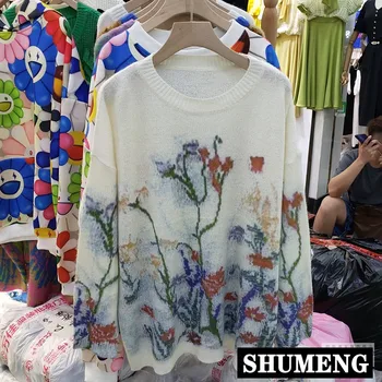 Loose Jumper Woman 2020 New Elegant All-match Embroidered Flower Thin Knitted Top Mohair Hollow Pullover Shirt Loose Sweaters
Loose Jumper Woman 2020 New Elegant All-match Embroidered Flower Thin Knitted Top Mohair Hollow Pullover Shirt Loose Sweaters