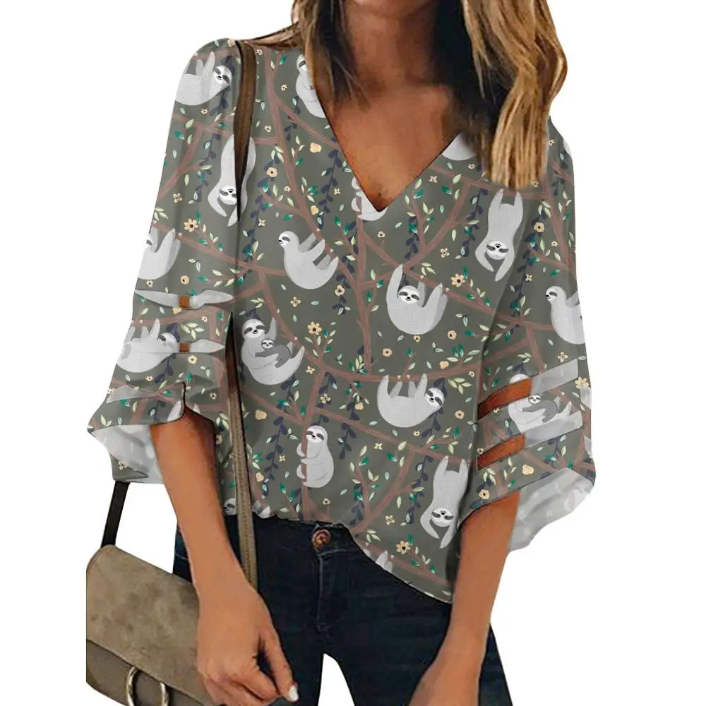 Custom Cartoon sloth animal Womens Printing Half Sleeve Shirts Tops Loose Blouses Tunic Plus Size Private Label Clothes
Custom Cartoon sloth animal Womens Printing Half Sleeve Shirts Tops Loose Blouses Tunic Plus Size Private Label Clothes