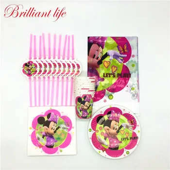 81 pcs/lot Disney Minnie Mouse Theme Kids Birthday Party Decorations Cups Plates Napkins Straws Disposable Table Cover Supply 
81 pcs/lot Disney Minnie Mouse Theme Kids Birthday Party Decorations Cups Plates Napkins Straws Disposable Table Cover Supply