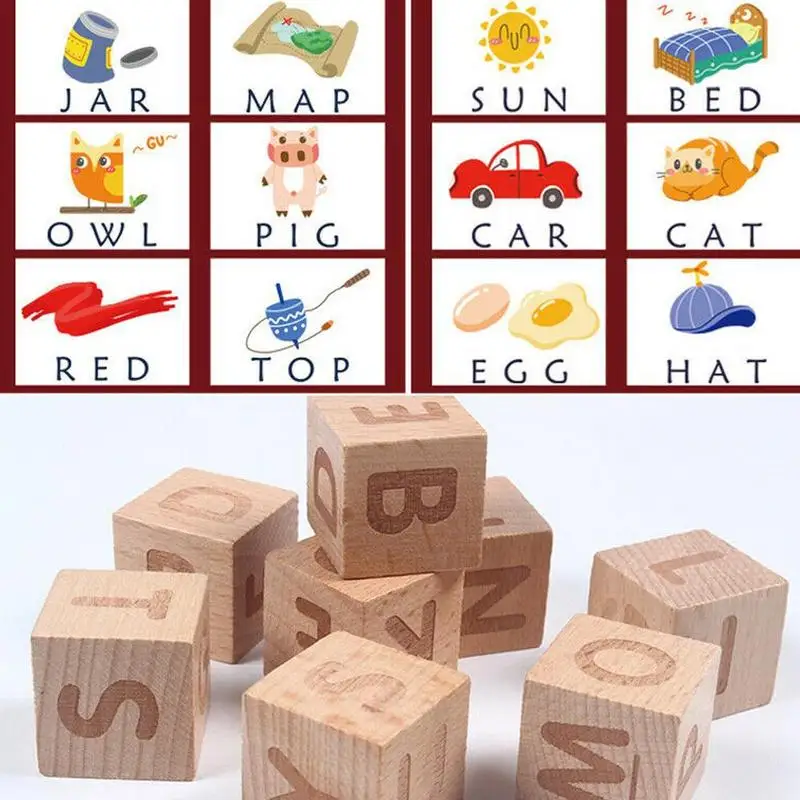 Деревянные цифры в форме цифр буквы Монтессори блоки слова орфография игрушка