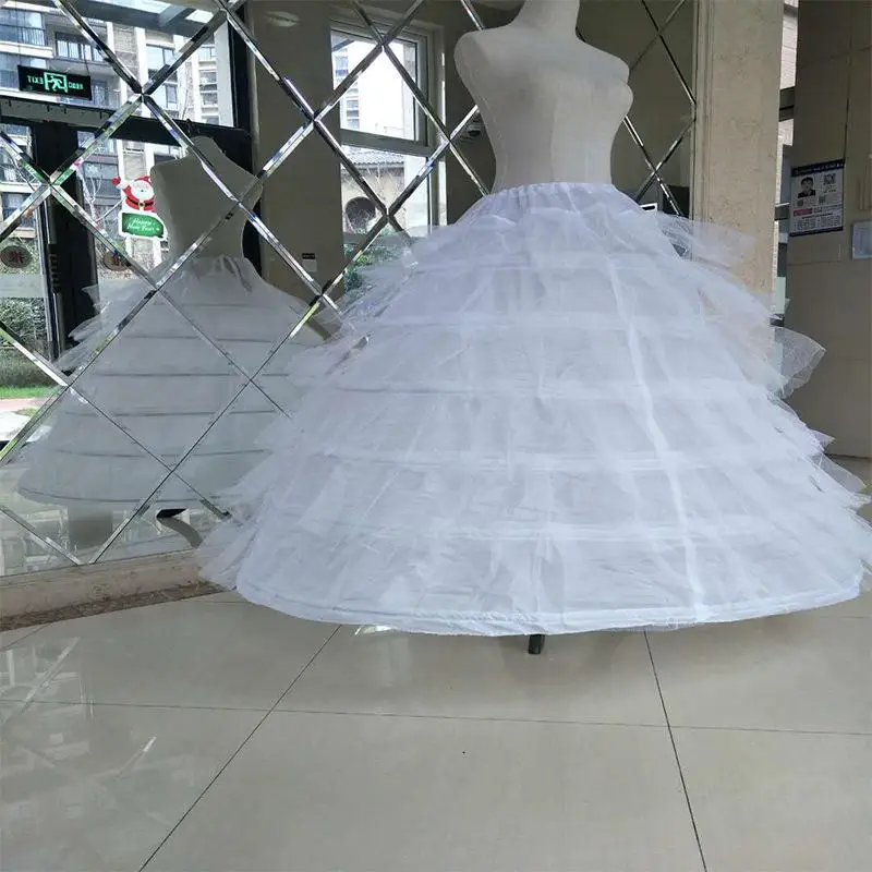 

6 Hoops With Hard Thick Tulle Petticoat Crinoline Underskirt Slips For Wedding Dress Quinceanera Ball Gown Jupon