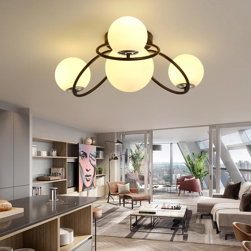 Nordic Minimalist Black Ceiling Lamp 4 Heads Glass Ball LED Chandelier Light for Living Dining Room Bedroom Kitchen Home Decor
Nordic Minimalist Black Ceiling Lamp 4 Heads Glass Ball LED Chandelier Light for Living Dining Room Bedroom Kitchen Home Decor