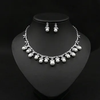 Marquise Cut Zircon Pearl Earrings Necklace Sets Silver Color Jewellery Crystal Set for Party
Marquise Cut Zircon Pearl Earrings Necklace Sets Silver Color Jewellery Crystal Set for Party