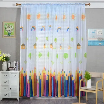 Colorful Pencil Printed Curtains Rod Type Sheer Voile Children Cartoon 3d Tulle Curtains for Living Rooms Bedrooms Decoration
Colorful Pencil Printed Curtains Rod Type Sheer Voile Children Cartoon 3d Tulle Curtains for Living Rooms Bedrooms Decoration